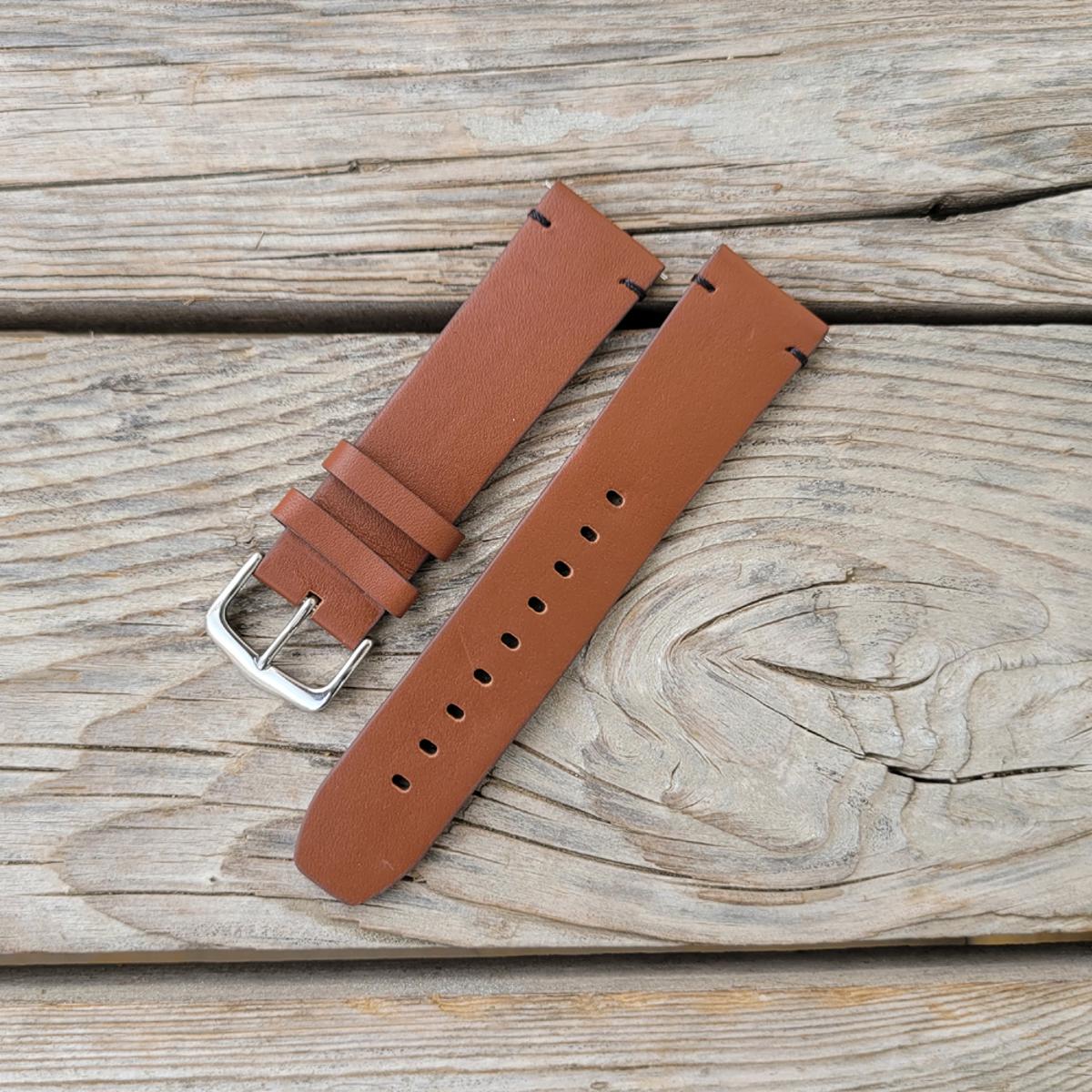Leather watch strap